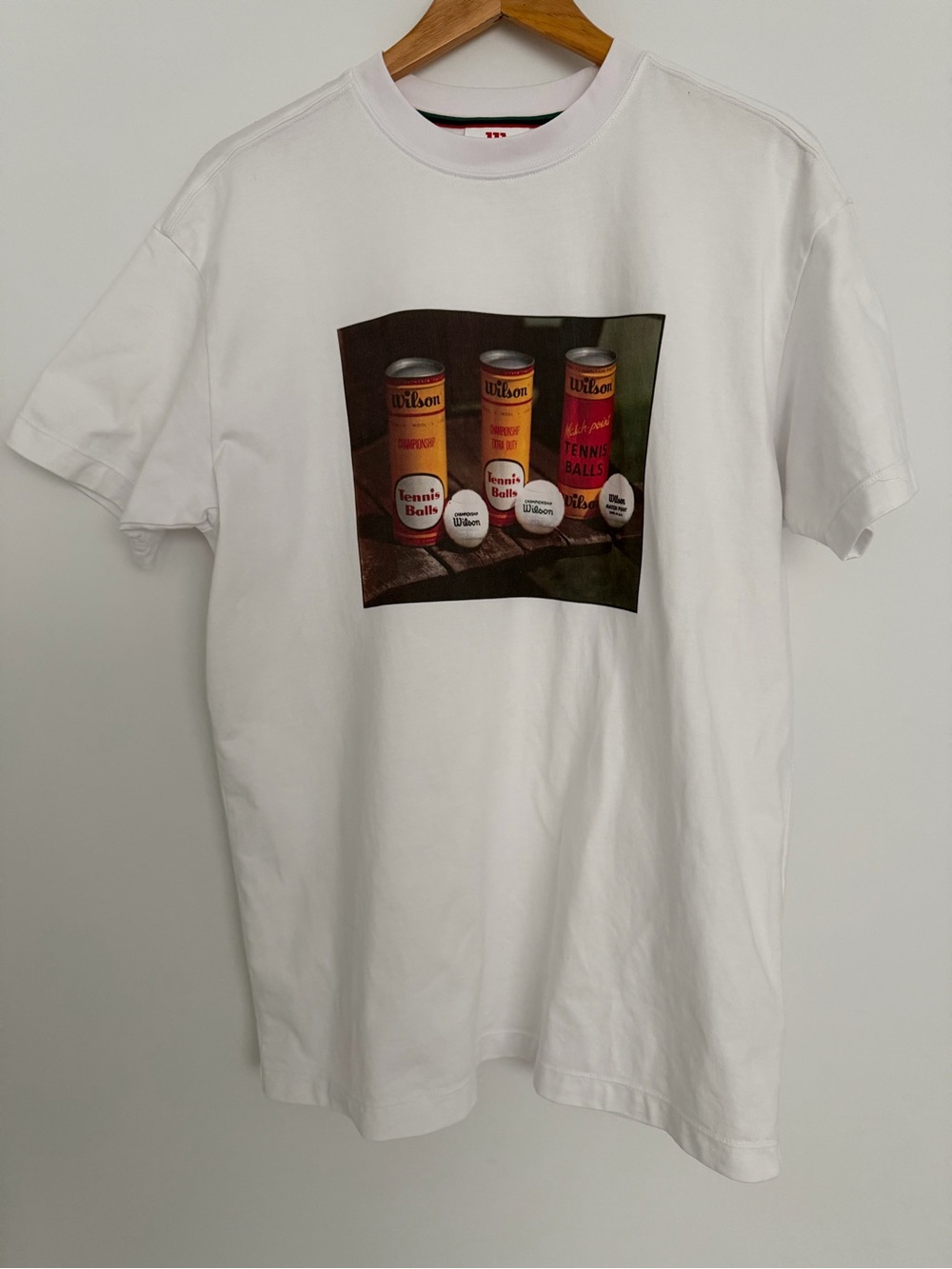 Wilson White Tee with Vintage Tennis Ball Can Graphic medium preppy athleisure
